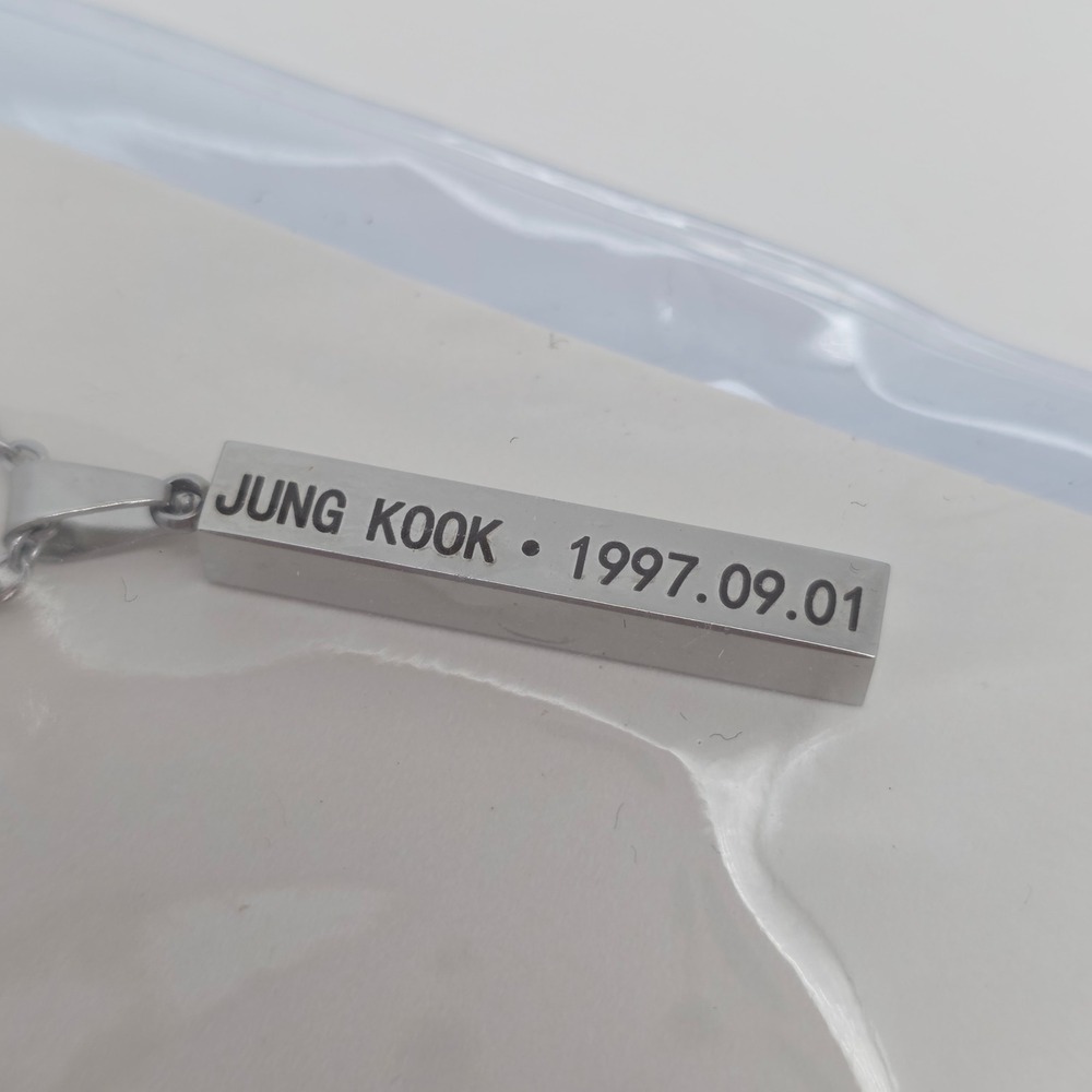 BTS Jung Kook Necklace Silver Bar Pendant K-pop ARMY Fan Jewelry Bangtan Boys - Picture 3 of 5